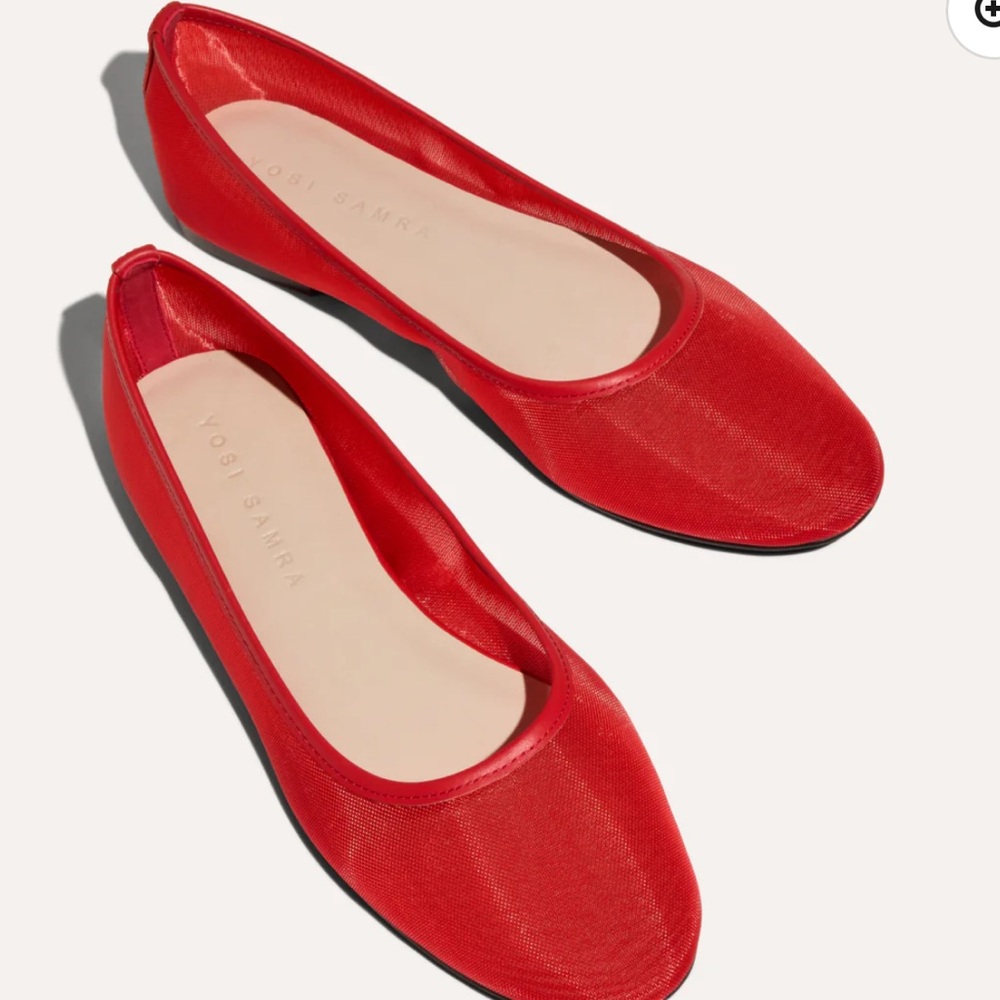 Yosi Samra Sadie in Red Mesh Ballet Flat